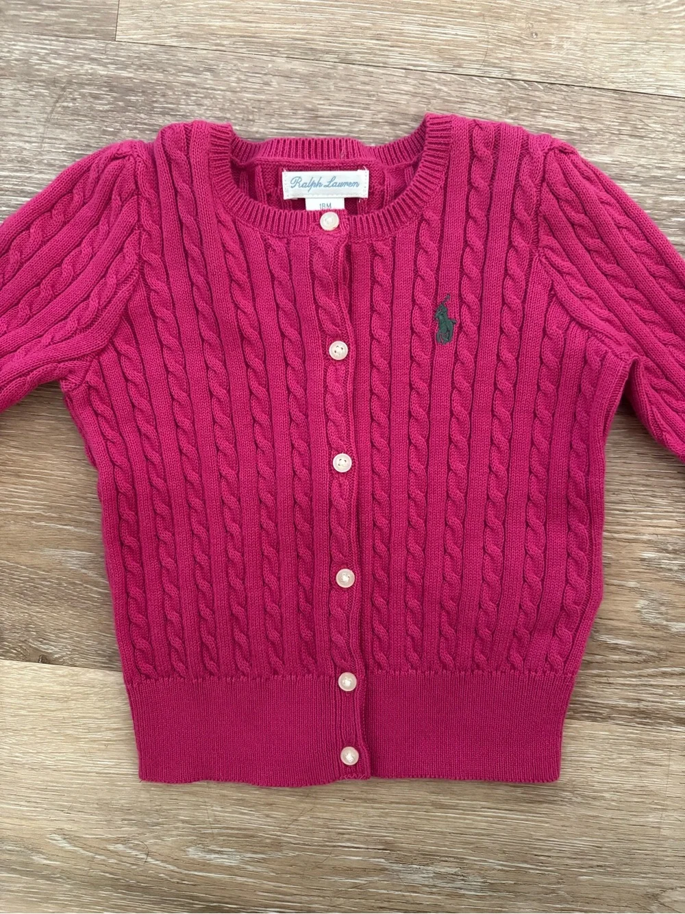 Ralph Lauren Fuchsia Cable Knit Cardigan